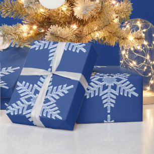 Icy Blue Frozen Winter Frostige Schneeflocken Weih Geschenkpapier