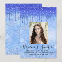 Icy Blue Glitzer Tropfen Mermaid Sweet 16 Foto