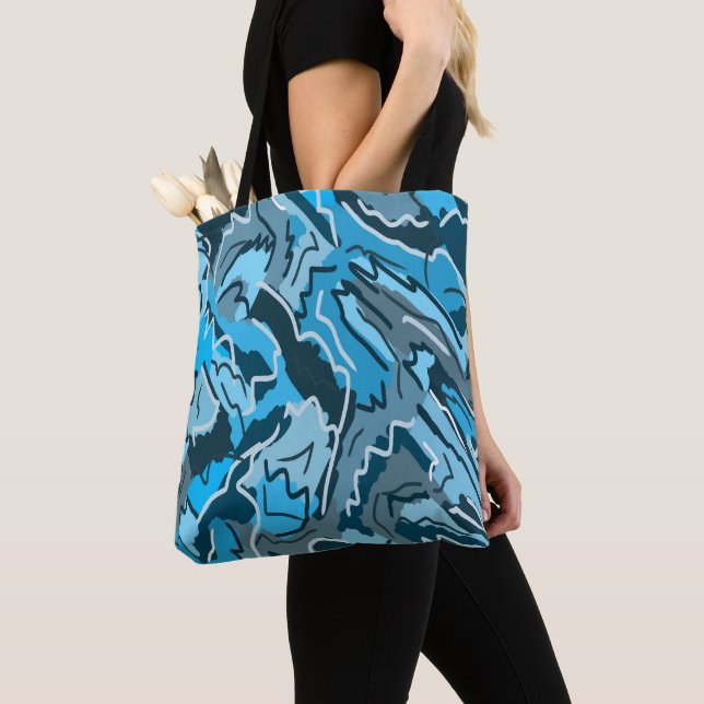 Icy Blue Marbled Abstrakt Tasche (Von Nahem)
