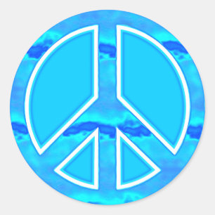 Icy Blue Peace Runder Aufkleber
