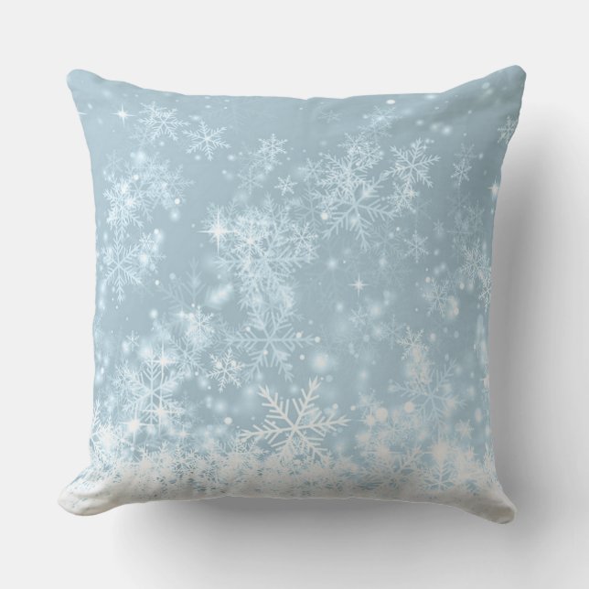 Icy Blue Schneeflocken Kissen (Vorderseite)