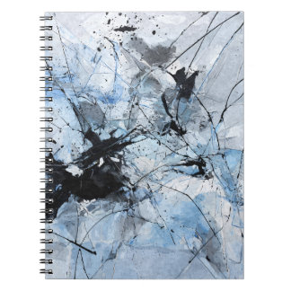 Icy Blue Schwarz-weiß Spritzer Abstrakt Notizblock