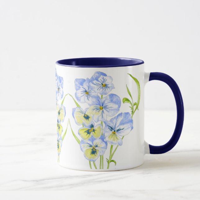 Icy Blue Stiefmütterchen auf einer Combo-Tasse Tasse (Rechts)
