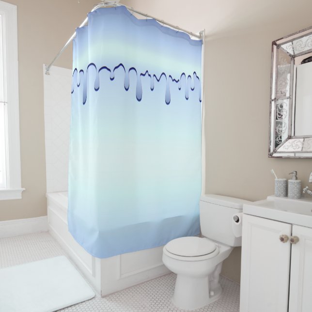 Icy Blue Tropfen Glam Girly Duschvorhang (Beispiel)