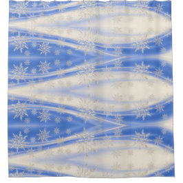Icy Blue White Snowflake Winterduschvorhang Duschvorhang