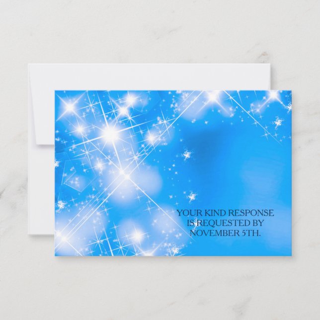 Icy Blue Winter Stars Formal Wedding RSVP Card (Vorderseite)