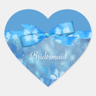 Icy Blue Winter Wonderland Wedding Herz-Aufkleber