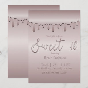 Icy Blush Rose Gold Pink Tropfen Sweet 16 16 Einladung