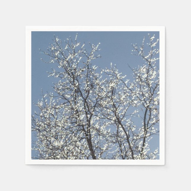 Icy Branches in Winter Blue Sky Serviette (Vorderseite)