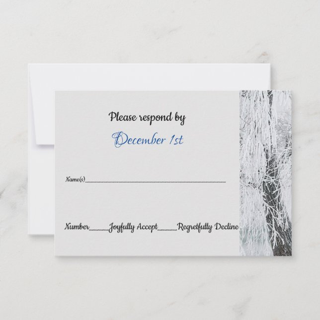 Icy Branches Winter Wonderland Wedding RSVP Einladung (Vorderseite)