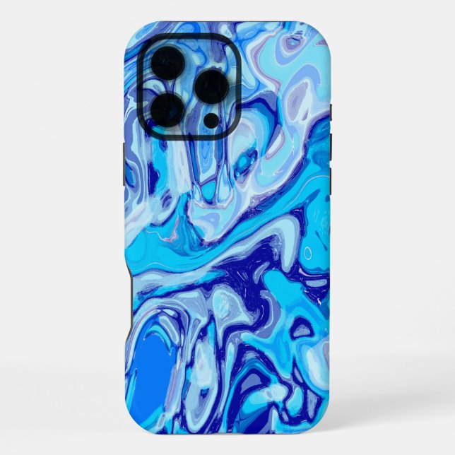 Icy Deep Sea Blue Abstrakt Marble Liquid iPhone 16 Pro Max Hülle (Rückseite)