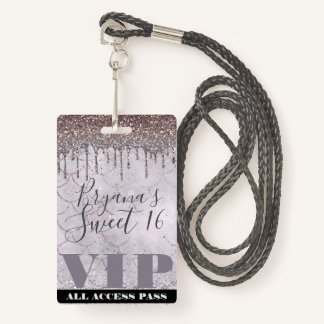 Icy Pink Glitzer Tropfen Mermaid Sweet 16 VIP Pass Ausweis
