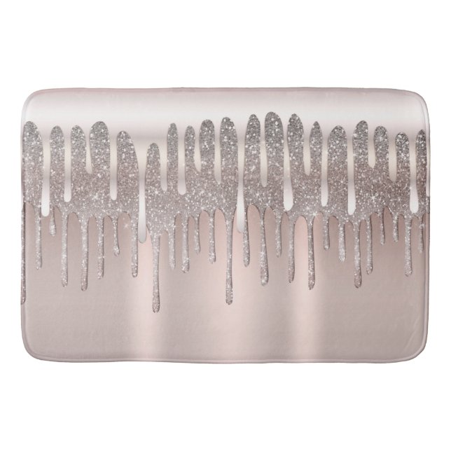 Icy Pink Rose Gold Diamond Glitzer Sparkone Tropfe Badematte (Vorderseite)