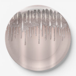 Icy Pink Rose Gold Diamond Glitzer Tropfen Sweet 1 Pappteller