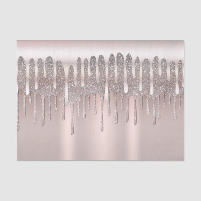 Icy Pink Rose Gold Diamond Glitzer Tropfen Sweet 1 Seidenpapier (Vorderseite)