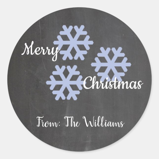 Icy Snowflakes Chalkboard Runder Aufkleber (Vorderseite)