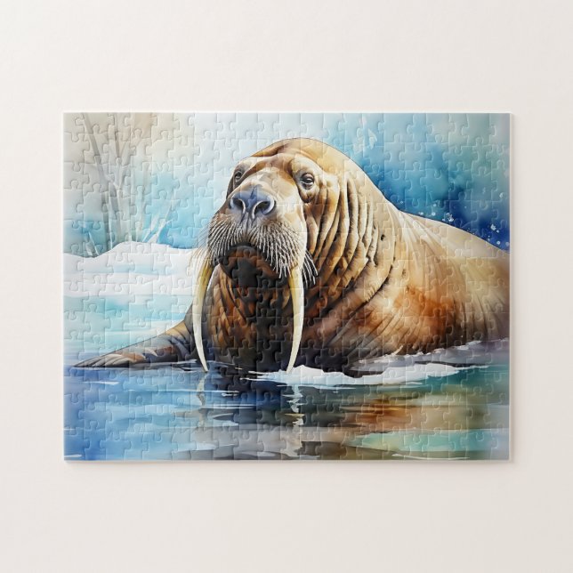 Icy Water Walrus Serene (Horizontal)