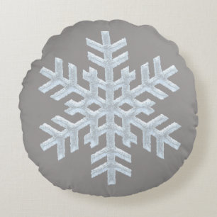 Icy White Frozen Snowflake Elegantes Weihnachtsfes Rundes Kissen