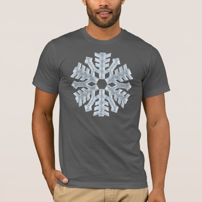 Icy White Frozen Snowflake Elegantes Weihnachtsfes T-Shirt (Vorderseite)