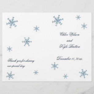 Icy Winter Snowflake Wedding Programme
