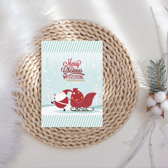 Icy Wonderland Santa and Sleigh Feiertagskarte (Von Creator hochgeladen)