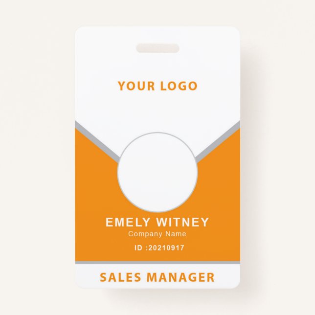ID Badge simple logo Modèle photo employé (Devant)