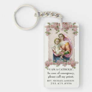ID catholique Vierge Marie Bébé Jésus Roses roses 