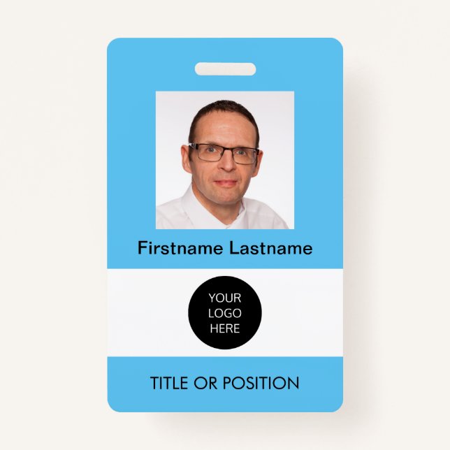 ID de la photo - Badge de nom bleu ciel clair (Devant)