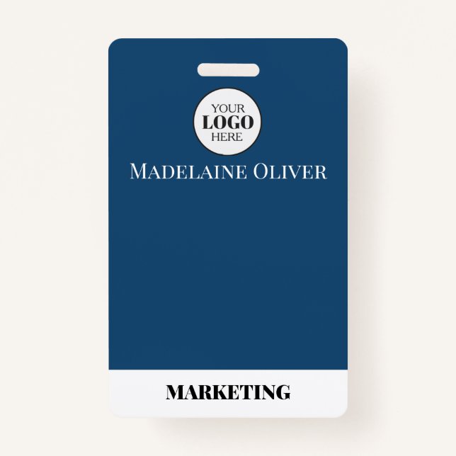 ID de l'employé Photo QR Code Bleu Logo Badge (Devant)