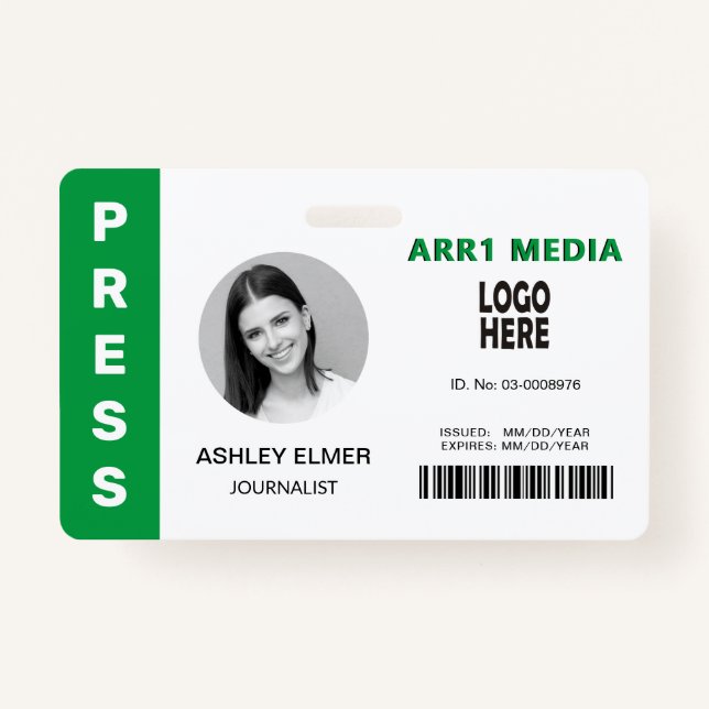 ID des Mitarbeiters grüne Fotoschablone Ausweis (Vorderseite)