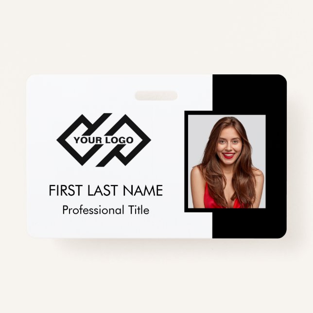 ID employé | Logo Turquoise - Badge d'ID photo (Devant)
