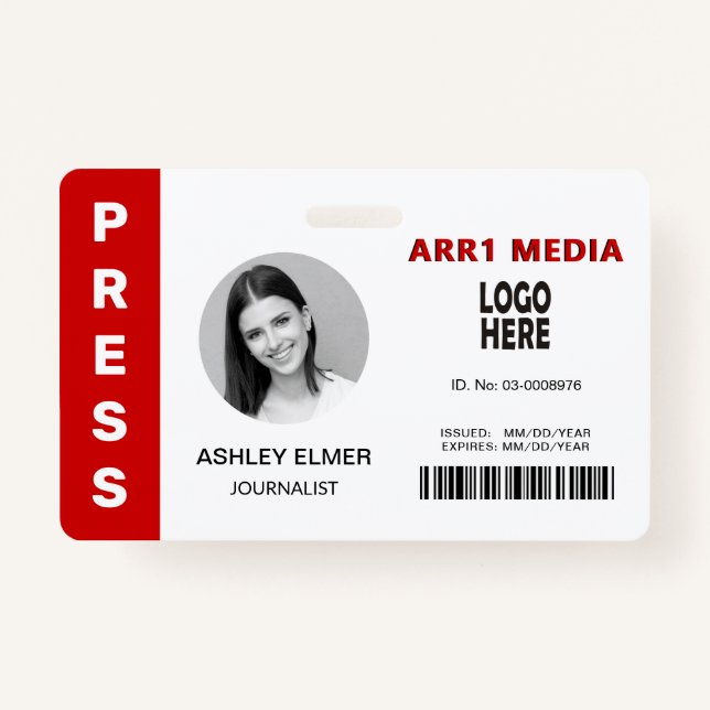ID für rote Bildvorlage für Pressereferenten Ausweis (Vorderseite)