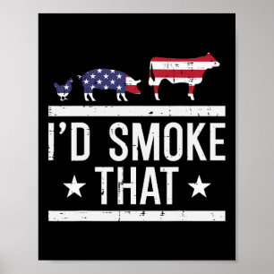 Id Grill, die Hühnerschweinkuh Flag Grillen Barbec Poster