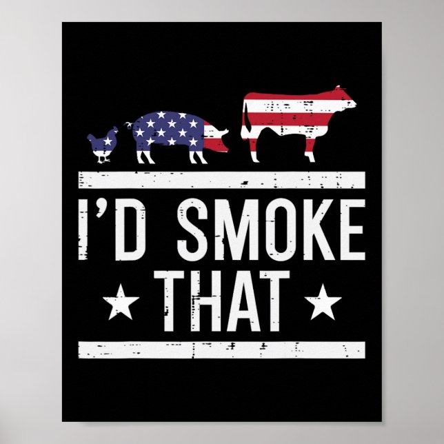 Id Grill, die Hühnerschweinkuh Flag Grillen Barbec Poster (Vorne)