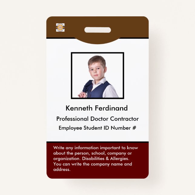 ID Identification Card Bar Code Foto Mitarbeiter Ausweis (Vorderseite)