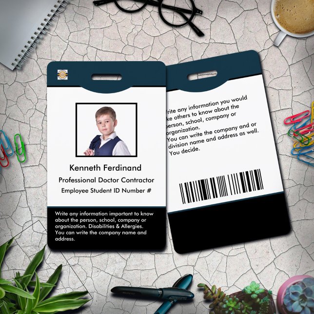ID Identifizierungskarte Bar Code Foto Abzeichen Ausweis (ID Identification Card Bar Code Photo Badge is great for your employees and volunteers to use. )