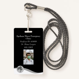 ID Lanyard Badge Médicale Photo Noir