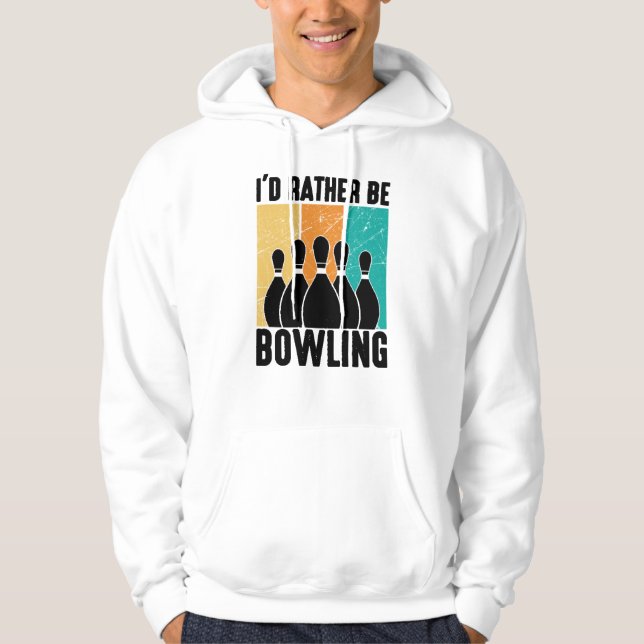 "I'd Rather Be Bowling" Retro Sunset Hoodie (Vorderseite)
