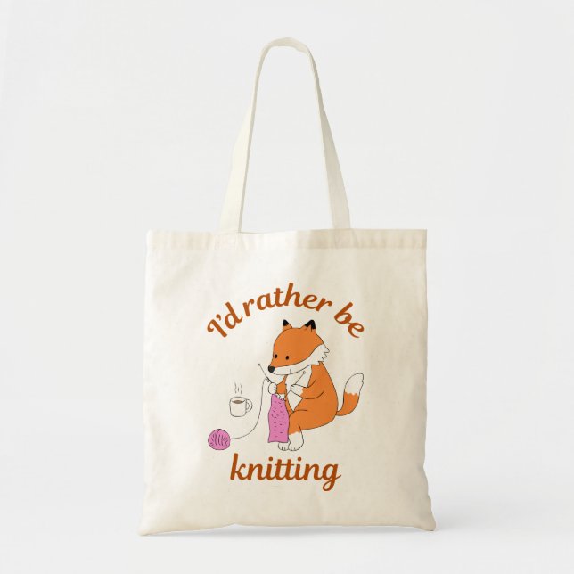 I'd Rather be Knitting - Fox - Knitting Lover Tragetasche (Vorne)