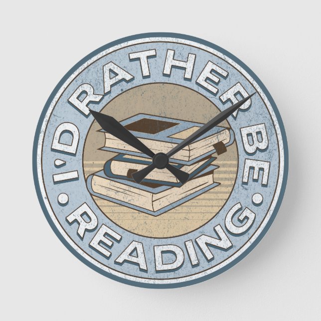 I'd rather be reading runde wanduhr (Vorderseite)