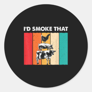 Id rauchen diese lustige Grillen Barbeque Smoker G Runder Aufkleber