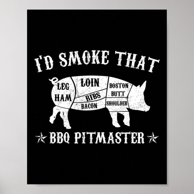 Id Smok, dass T Shirt Pig Pitmaster Funny Grillen  Poster (Vorne)