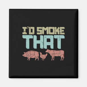 Id Smoke Pork Chicken Beef Funny Grillen Barbecue Magnet