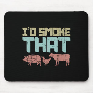 Id Smoke Pork Chicken Beef Funny Grillen Barbecue  Mousepad