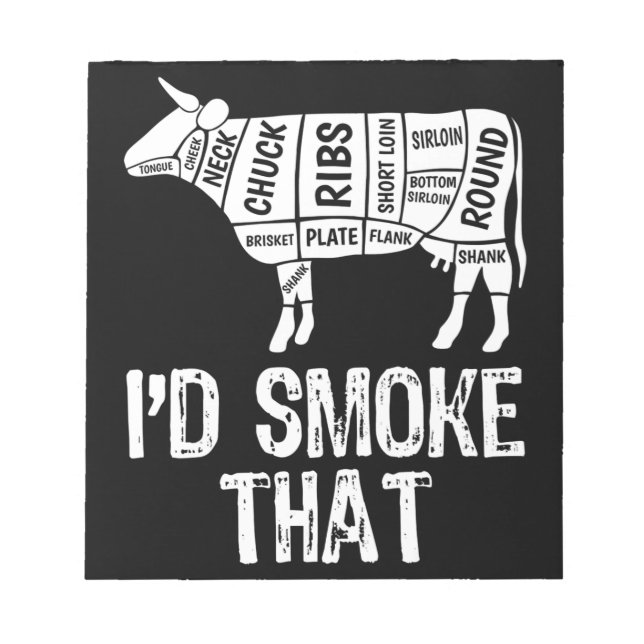 Id Smoke That Cow BBQ Smoking Grilling Barbecue Notizblock (Vorderseite)