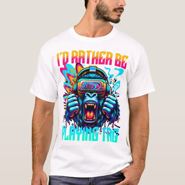 ID statt Tag Gorilla spielen T-Shirt (Vorderseite)