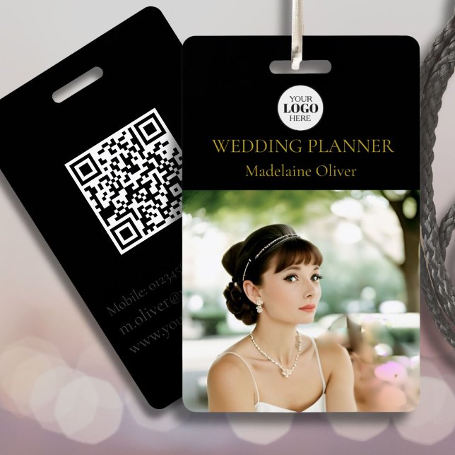ID wedding planner Photo Code QR noir Logo Badge (Créateur téléchargé)
