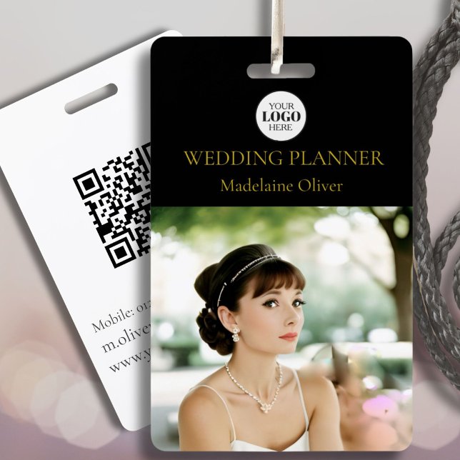 ID wedding planner Photo Code QR noir Logo Badge (Créateur téléchargé)