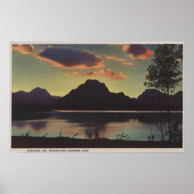Idaho - Abendblick auf den Moran & Jackson Lake Poster (Vorne)