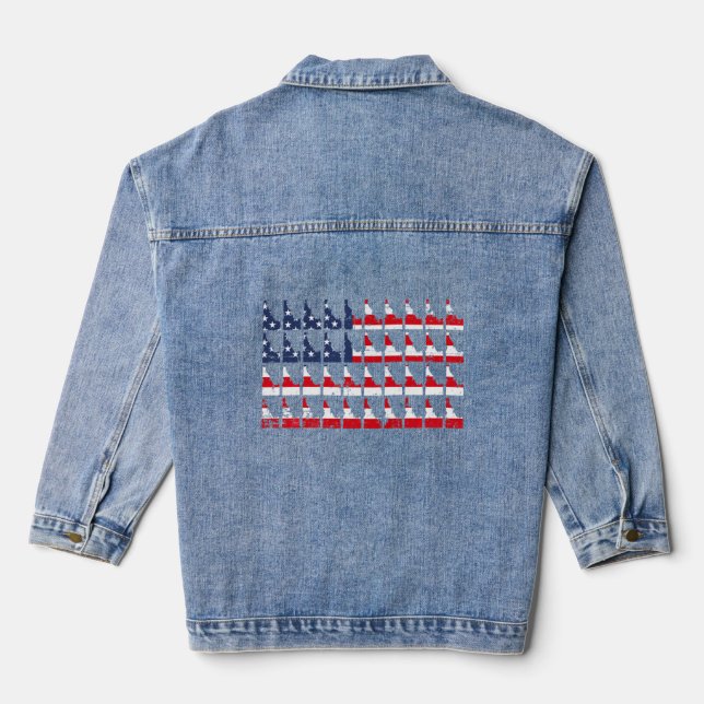 Idaho Amerikanische Flagge Gott segne die USA Vint Jeansjacke (Rückseite)